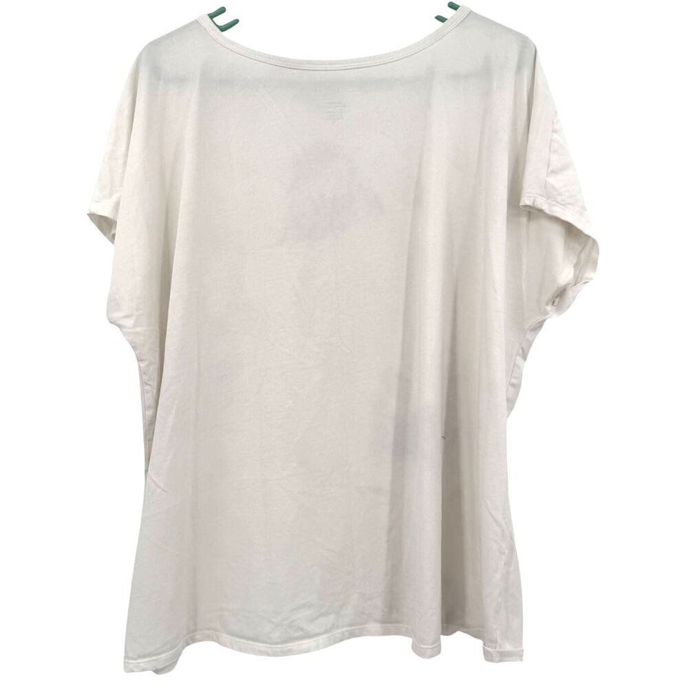 J.Jill Size XL One Pocket Short Sleeve Tee Top T-Shirt Blouse Off White Basic - Picture 2 of 5
